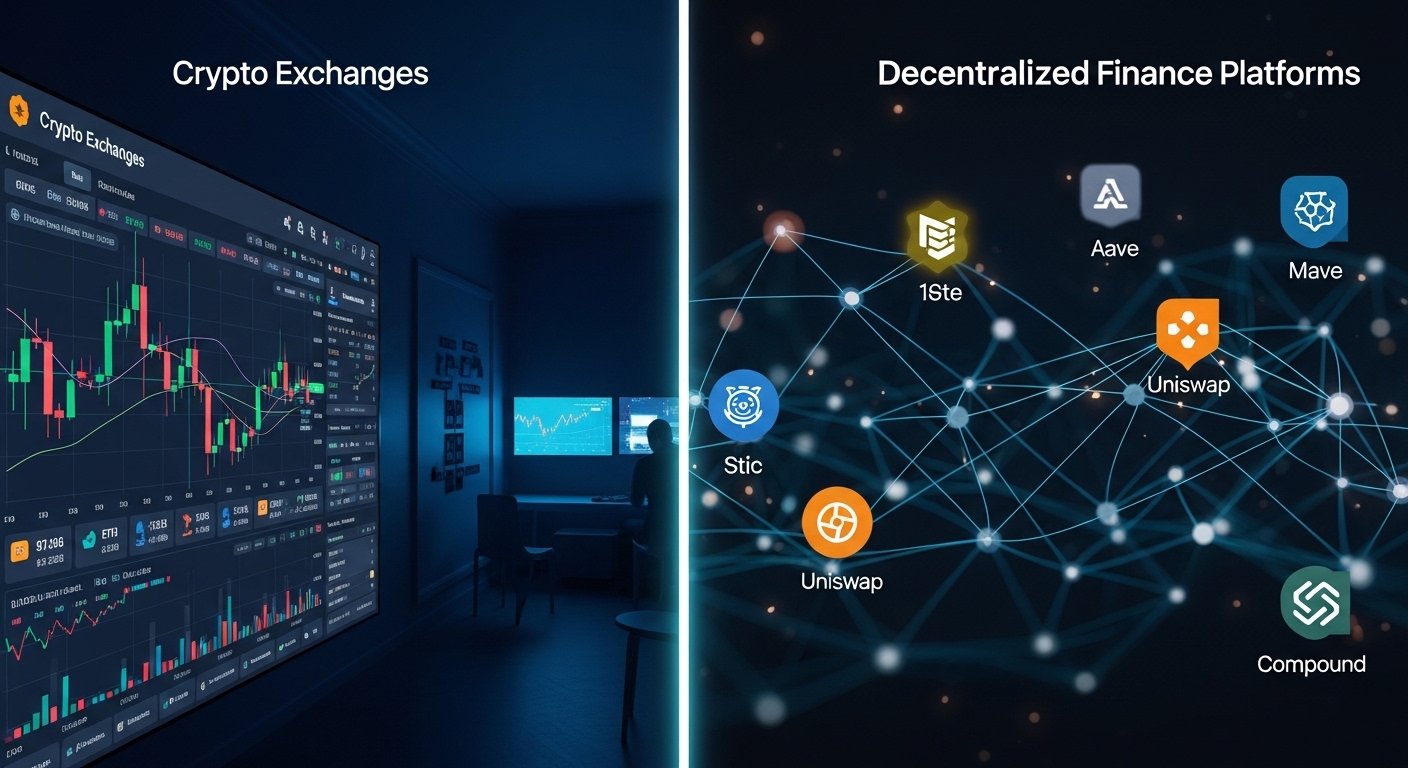 crypto exchanges and decentralized finance platforms